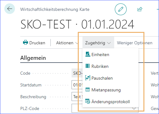 Wirtschaftlichkeitsberechnung Karte