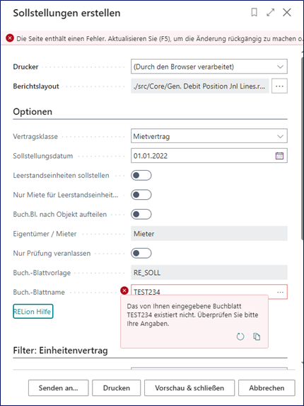 Sollstellungen einstellen