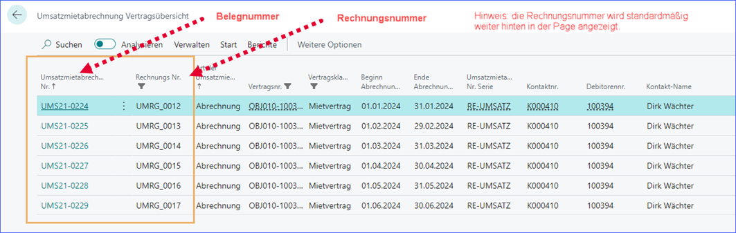 Umsatzmietabrechnung