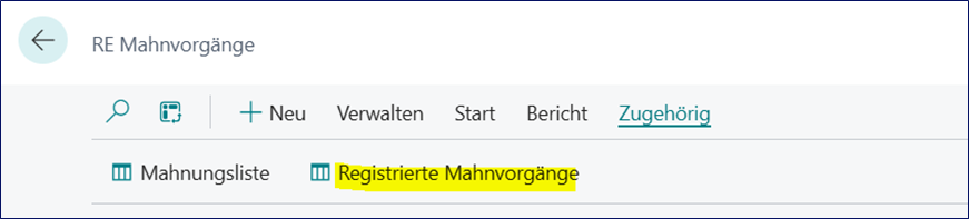 Re. Mahnvorgänge
