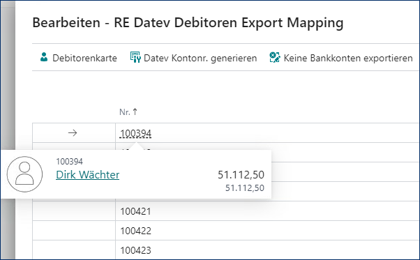Debitoren Export