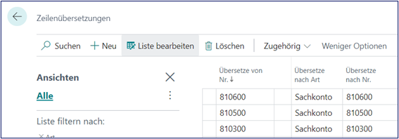 Zeilenübersetzungen
